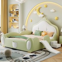 Children's Guardrail Princess Bed Soft Package Guardrail Bed Modern Simple 1.35 M Single with Slide Baby Beds Camas Para Niños