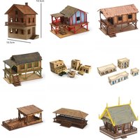 1/72 Wooden Assembly South East Asia House Temple Middle East Construction Puzzle Model Kit for DIY Handmade Scene
