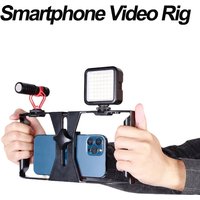 Mobile Phone Video Rig Mobile Phone Grip Stabiliser Cage with Cold Shoe Video Recording Film Rig For iPhone 16 15 14 13 Pro Max