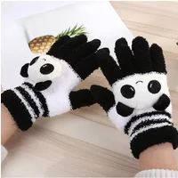 AliExpress MOONBIFFY Cute Cartoon Panda Cat Rabbit Knit Gloves Women Winter Warm Coral Fleece Full Finger Cycling Driving Touch Screen Mittens A68