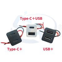 USB 2.0 connector female socket dual layer TypeC and USB power socket interface, with cable charging car soldering plug