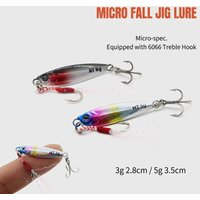 Micro Metal Jig Fishing Lures - 3g 5g Mini Stream Spoon Slow Flutter Jigging Bait with Treble Single Hooks for Trout