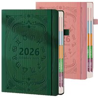 English Calendar Book Notepads 2026 A5 Textured PU Portable Agenda Book Creative Daily Planner Reminder Desktop Date Calendar