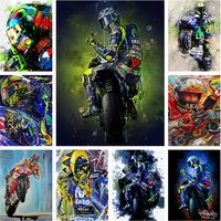 Watercolor Motorcycle Mosaic Racer 5D DIY Diamond Painting Sports Car Portrait Wall Art Room Home Decor Gift