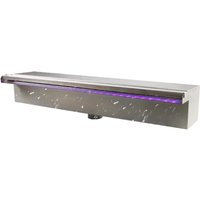 Pool Waterfall Spillway, Stainless Steel Pond Waterfalls with Multi Color-LED Light Outdoor Pool Fountain for Garden Patio