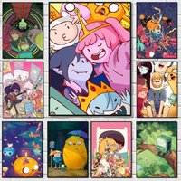 Anime Adventure Time Movie Sticky Posters Retro Kraft Paper Sticker DIY Room Bar Cafe Aesthetic Art Wall Painting