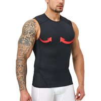 Men's Solid Color Body Shaper Tank Top Back Mesh Breathable Compression Shirt Slim Fit Fitness Workout Undershirt