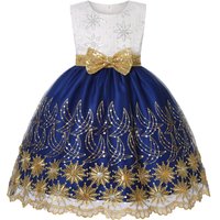 2025 Autumn and Winter new children's mesh gold sequins embroidered bow tie dress princess dress skirt wedding birthday