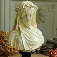 Abstract Veiled Maiden Bust Statue White Retro Resin Sculpture Mysterious Vintage Goddess Statue Crafts Home Aesthetics