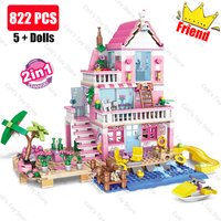 2024 Classic Seaside Villa Friends House Building Blocks Girl's Street View Model Bricks Friends Princess Figures Toys MOC Gifts