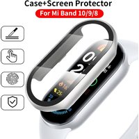 Tempered Glass+PC Case For Xiaomi Mi Band 10 9 8 Cover Shockproof Full Hard Screen Protector Xiaomi Smart Band 10 9 Accessories