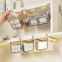 【S】Drawer Storage Box Bathroom Transparent Suspended Cotton Swab Storage Box Under The Mirror Cabinet Pull-Out Storage Case