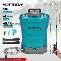 YOFIDRA 10L Elektrischer Lithium-Sprüher 60PSI 4L/MIN Hochleistungs-Garten-Rasensprühgerät Bewässerungs-Rucksacksprüher Garten-Elektrowerkzeug