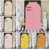 Double Sided Striped Arch Photography Backgrounds Colorful Birthday Party Wedding Portrait Celebration Decoration Photo Backdrop