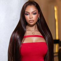 Chocolate Brown Lace Front Human Hair Wigs Remy Brazilian Straight Colored HD Full Lace Wig 13x4 13x6 Lace Frontal Wigs 200% Chocolate Brown Straight Lace Front Wigs 13x6 Transparent Lace Frontal Wig