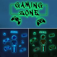 Game Handle Gaming Zone Luminous Wall Stickers Glow In The Dark Sticker For Boys Room Living Room Bedroom Home Decor Poster