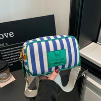 Summer Stylish Shoulder Bag Casual Striped Canvas Crossbody Bag with Embossed Letters Fashionable and Versatile Commuting Bag