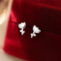 Silver Color Tiny Minimalist Flower Sweet Stud Earrings for Charming Women Fashion Jewelry Cute Daily Accessories
