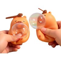 Fun Capybara Doll Pinch Pendant Toys Squeeze Spit Bubble Decompression Toy Children's Schoolbag Doll Pendant Decoration Gift