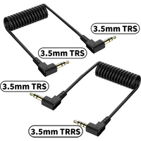 90 Degree 3.5mm TRS/TRRS Stereo Audio Spring Cable, 3.5mm to 3.5mm Right Angle AUX Cord for Headphones, MP3s, Smartphones, Table