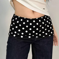 Women's Polka Dot Layered Puff Skirt Black And White Elastic Waist Casual Hip-covering Streetwear Mini Skirt Jeans Accessories