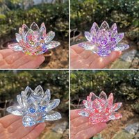Crystal Lotus Flower Figurine Home Wedding Decoration Suncatcher Glass Craft Paperweight Office Table Ornaments Souvenir Gifts