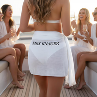 Personalized Bridal Beach Sarong Custom Mrs Last Name Print Soft Honeymoon Cover Up Beachwear For Wedding Vacation Travel Bridal
