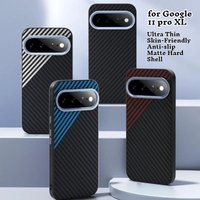 Premium Carbon Fiber Texture Magnetic Phone Case for Google Pixel 11 10 9 Pro XL Anti-slip Matte Hard Full Protection Cover