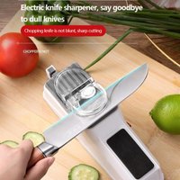 Electric Knife Sharpener Dual-Sided Portable Kitchen Tool Professional Chef Accessories Fast Grinding System Home Sharpening Sto