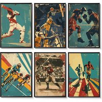 AliExpress Vintage 80s Sports Canvas Art Print Retro Basketball Cycling Baseball Wall Decor for Man Cave Home Gym Living Room Sports Gift