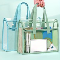 Large Capacity Portable Transparent Waterproof Handheld PVC Self-adhesive File Case Folder Expandable File Storage Bag