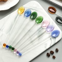 OANKR Glass Scoop Heat Resistant Glass Teaspoons Colorful Coffee Dessert Stirring Spoon Ice Cream Spoons Creative Kitchen Tools