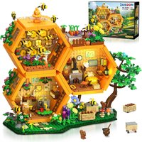 INSOON Bienenhaus-Bauset für Erwachsene und Kinder, Baumhaus, 1773 Teile, Honigbienen-Garten, botanische Blumen, Heimdekoration, Weihnachtsgeschenk für Jungen und Mädchen