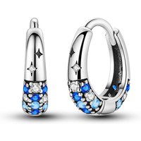 925 Sterling Silver Sparkling Night Sky Hoop Earrings Women Elegant Party Wedding Birthday Jewelry Gift