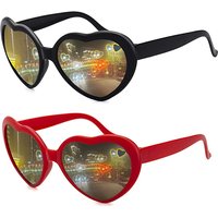 Women Fashion Heart Shaped Effects Glasses Watch The Lights Change To Heart Shape At Night Diffraction Glasses Female Sunglasses