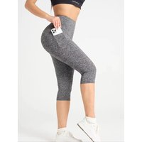 High Waist Capri Leggings for Women with Phone Pockets Soft Women Yoga Shorts Jogging Running Cycling Fitness Sportswear Solid