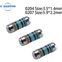 50PCS 0204 0207 Color Ring SMD Wafer Resistance 1R 2R 1.5 4.7 10 15 22 27 47 100 220 Ohm 1K 2K 4.7K 10K 22K Cylindrical RESISTOR