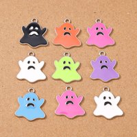 10pcs New Enamel Halloween Charms Ghost Pendants for Jewelry Making DIY Earrings Bracelet Necklace Accessories Supplies