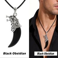 New Wolf Tooth Natural Stone Rose Quartz Amethyst Opal Aventurine Aventurine Obsidian Fluorite Jewelry Pendant 1PCS (Chained)