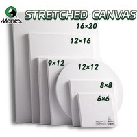 1pc Marie's Stretched Canvas,Primed White Canvas with 6x6/8x8/9x12/12x12/12x16/16x20" and Round 12" for Oil,Acrylic,Tempera