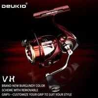 DEUKIO 2026 Fishing Spinning Reel Double Guide Rod 7+1BB 5.2:1 Max Drag 6kg CNC Spool Screw in Handle Freshwater Saltwater