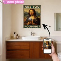 Custom Photo Funny Bathroom Canvas Wall Art, Are You Pooping Vintage Sign Print, Restroom Decor-frameless