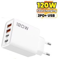 120W 4 Port USB Type C Charger Charging USB Phone Charger Adapter for Samsung iPhone Xiaomi Huawei Wall Charger