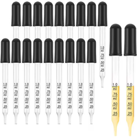 Calibration thick glass essential oil dropper with black rubber head - straight tip dropper suitable for laboratory and DIY