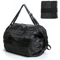 1 Black Large-Capacity Zippered Portable Shopping Bag, Foldable and Lightweight, Perfect for Outdoor Travel and Carrying Luggage