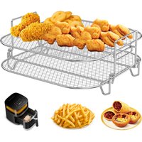 Square Air Fryer Rack Stainless Steel Dehydrator Rack Stackable Grid Grilling Rack for Home Kitchen Oven Steamer Cooker Gadgets