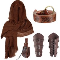 5PCS Cosplay Medieval Renaissance Belt Bag Celtic Viking Coin Pouch Steampunk Drawstring Purse For Men Women Larp Cosplay