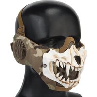 Paintball Airsoft Face Mask With Steel Mesh Ear Protectors Fangs Mask Breathable Half Masks Halloween Vampire Teeth Horror Props