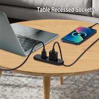Table Recessed Sockets with1.2M Extension Cord 1 USB-A and 1 Type-C Built in Desktop Hidden Power Outlet For Office Bedroom
