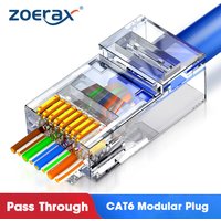 ZoeRax Cat6 CAT5e Pass Through RJ45 Modularstecker Netzwerkanschlüsse UTP 15μ vergoldetes 1,1-mm-Lochende für Ethernet-Kabel